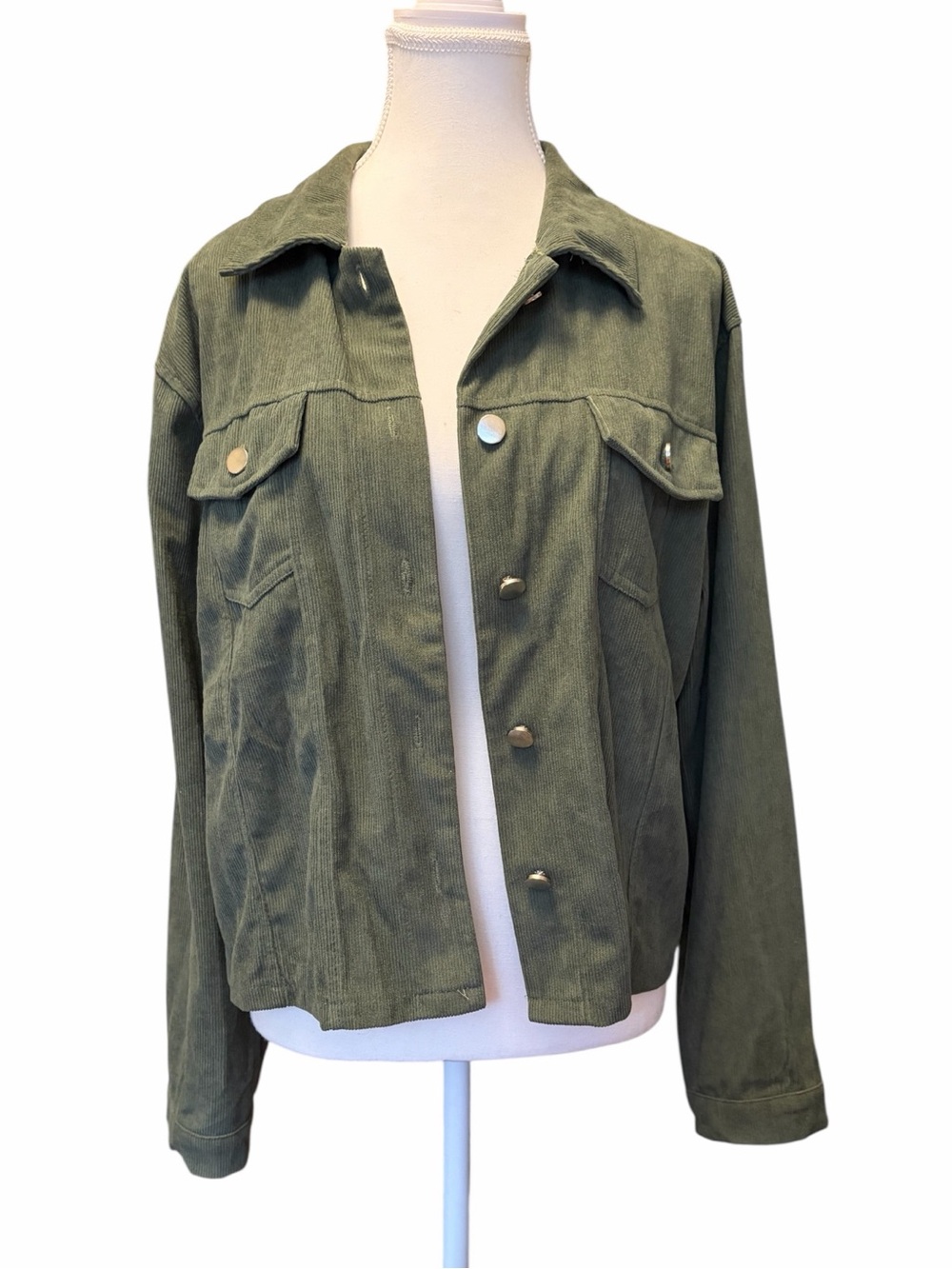 NWOT • Olive Green Cropped Corduroy Jacket